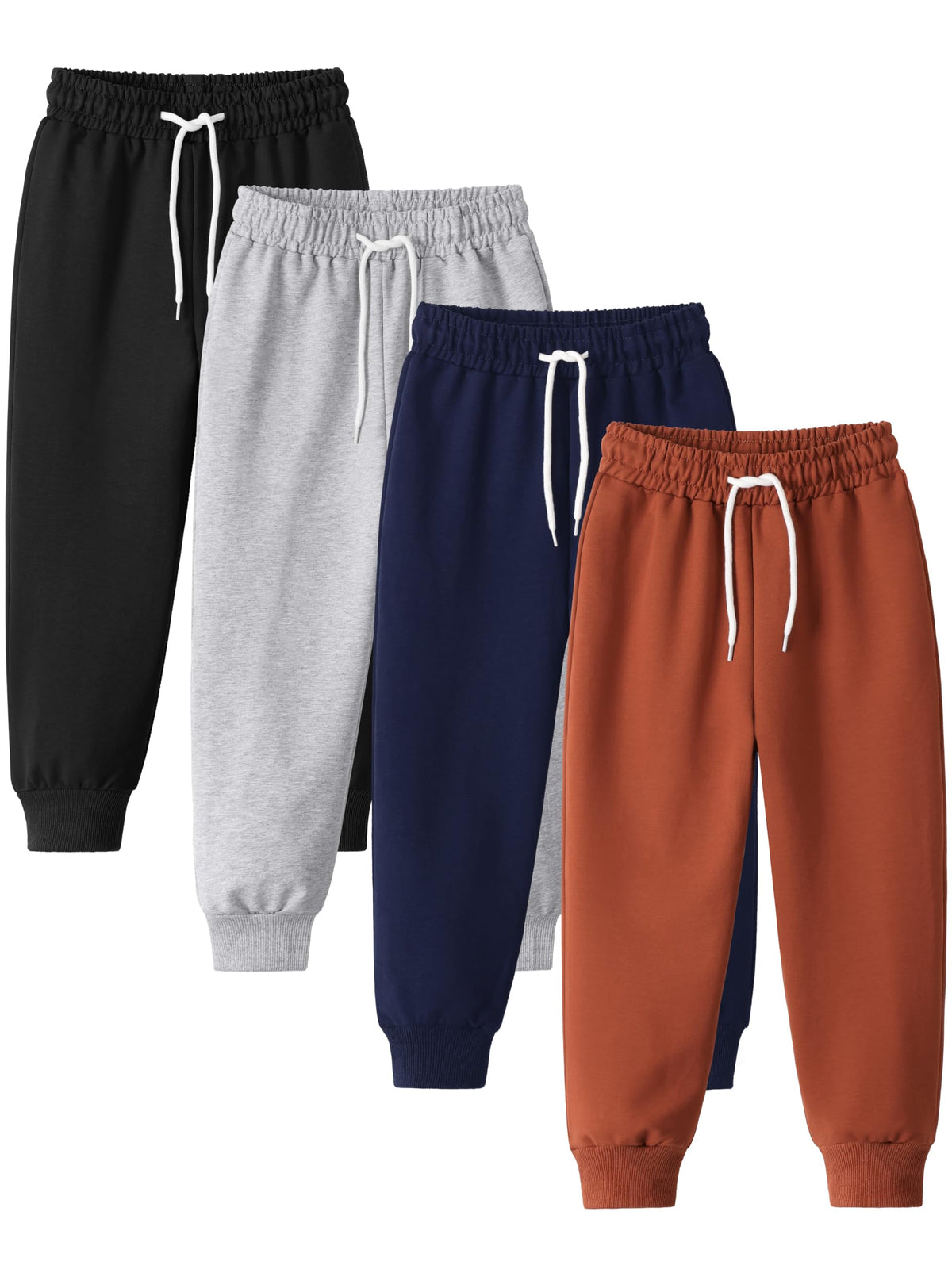 4 Pack Toddler and Boys Sweatpants Athletic Cotton Jogger Pants for Sports