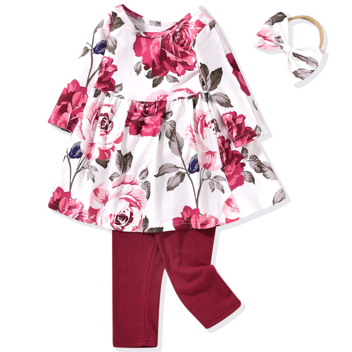 Aalizzwell Toddler Girls Floral Tunic Outfit for Fall Winter