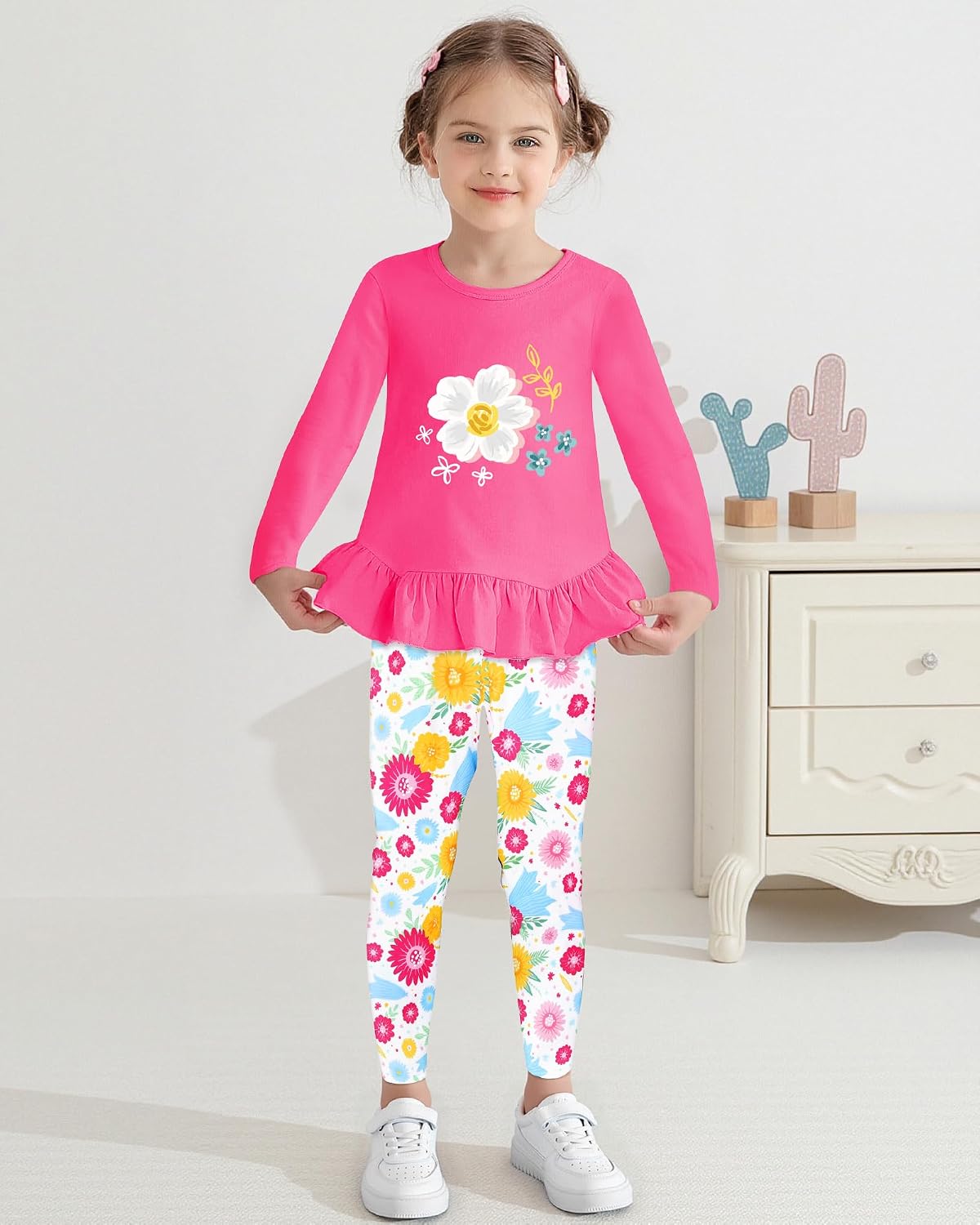 CARETOO Girls' clothing sets Fall Long Sleeve Top Pants Set Size 2-10