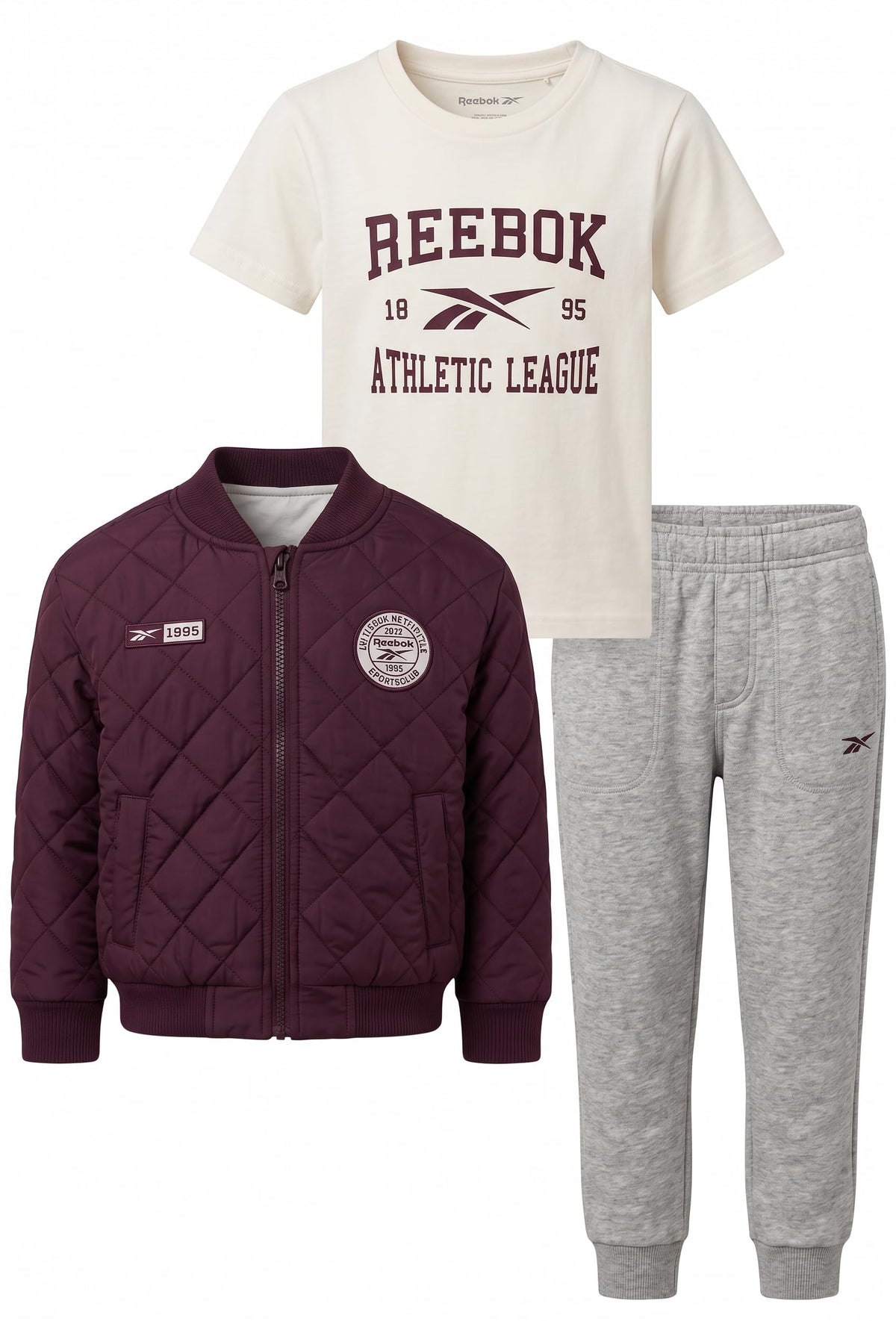 Reebok Boys' 3 Piece Jacket T-shirt and Jogger Set