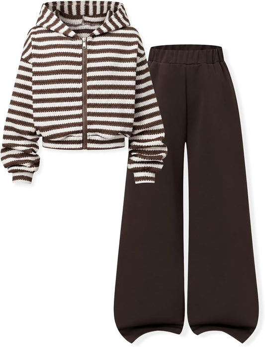 Girls 2 Piece Outfit Tween Girls Fashion Clothes Set Long Sleeve + Comfortable Pants Outfits 9-16 Years