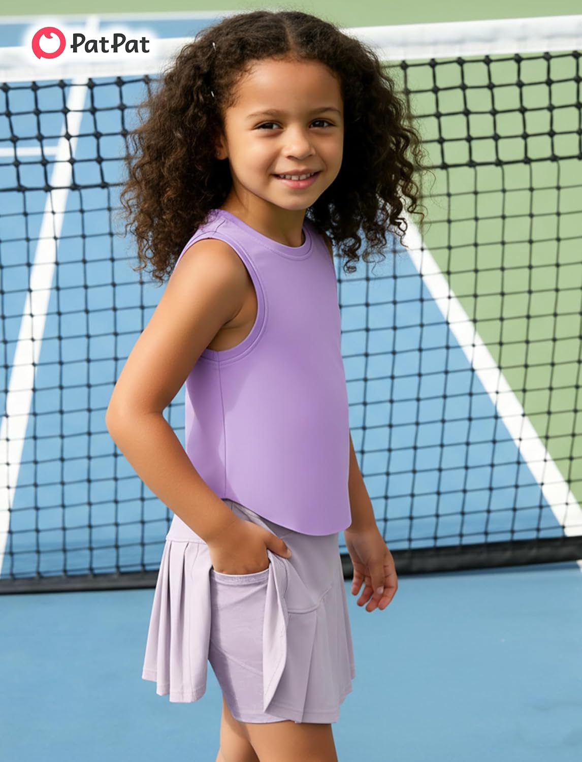 PATPAT Girls Tennis Skirt Sets Tank Top + Pleated Skort Activewear 5-12Y