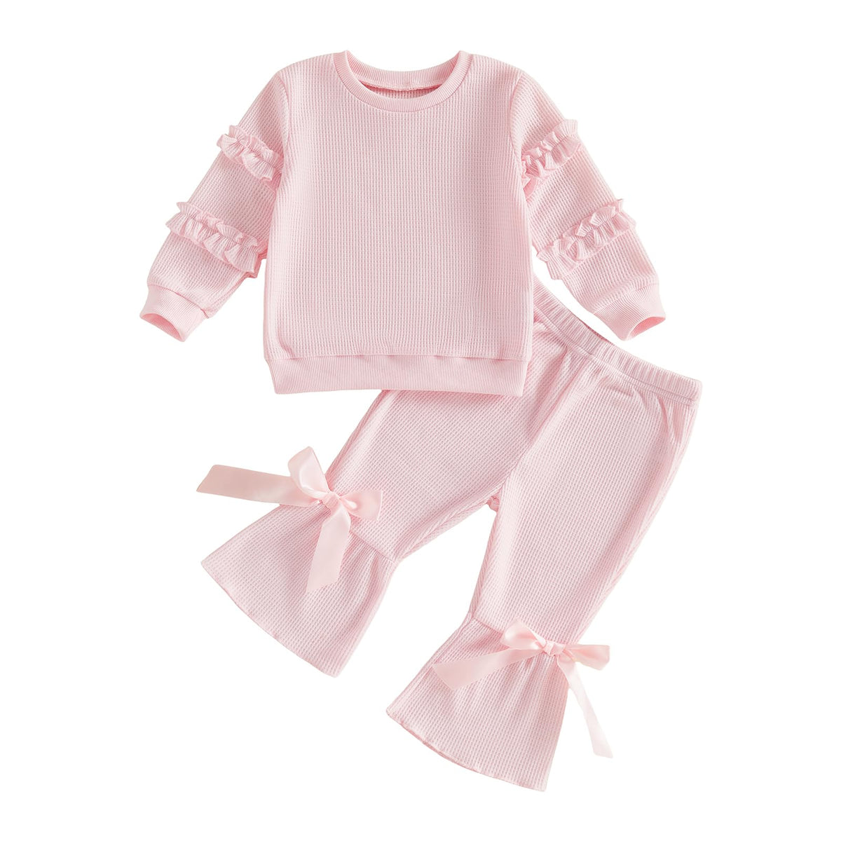 PUHHAPIEY Toddler Girl Clothes Floral Sweatshirt Flare Pants Set