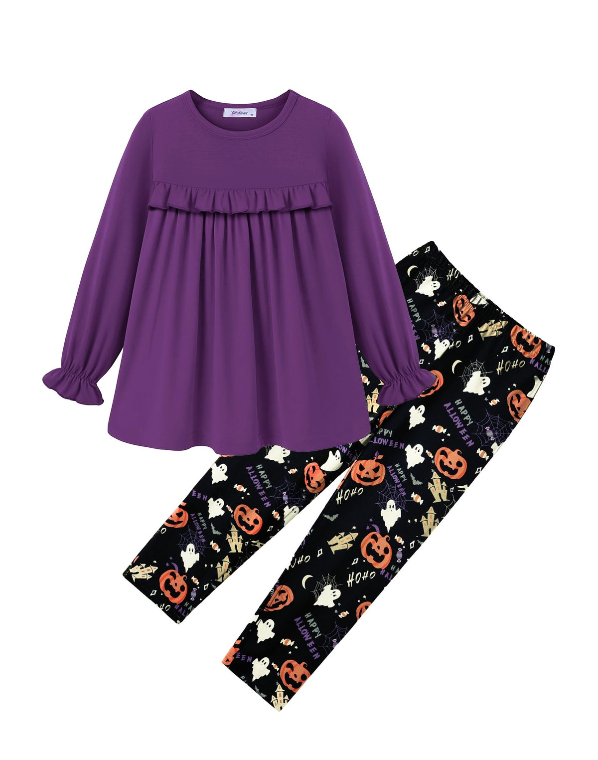 Arshiner Girls 2 Piece Outfits Toddler Fall Ruffle Shirt and Leggings Sets