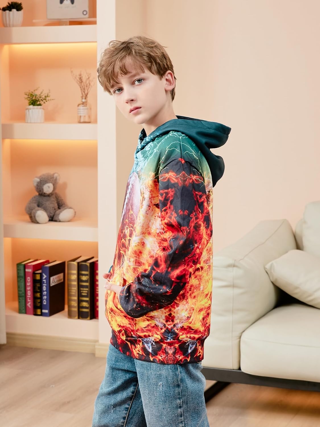 Idgreatim Boys Girls Hoodies Kids 3D Graphic Hooded Sweatshirts size 6-16