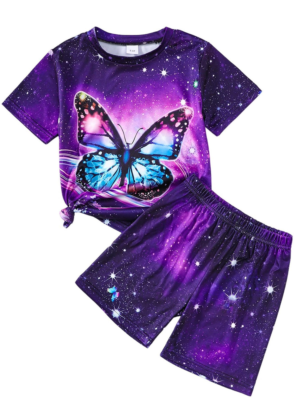 5-12Y Girls Clothes Summer 2 Piece Outfits Short Sleeve T-Shirts and Shorts Kids Fashion Clothing Sets