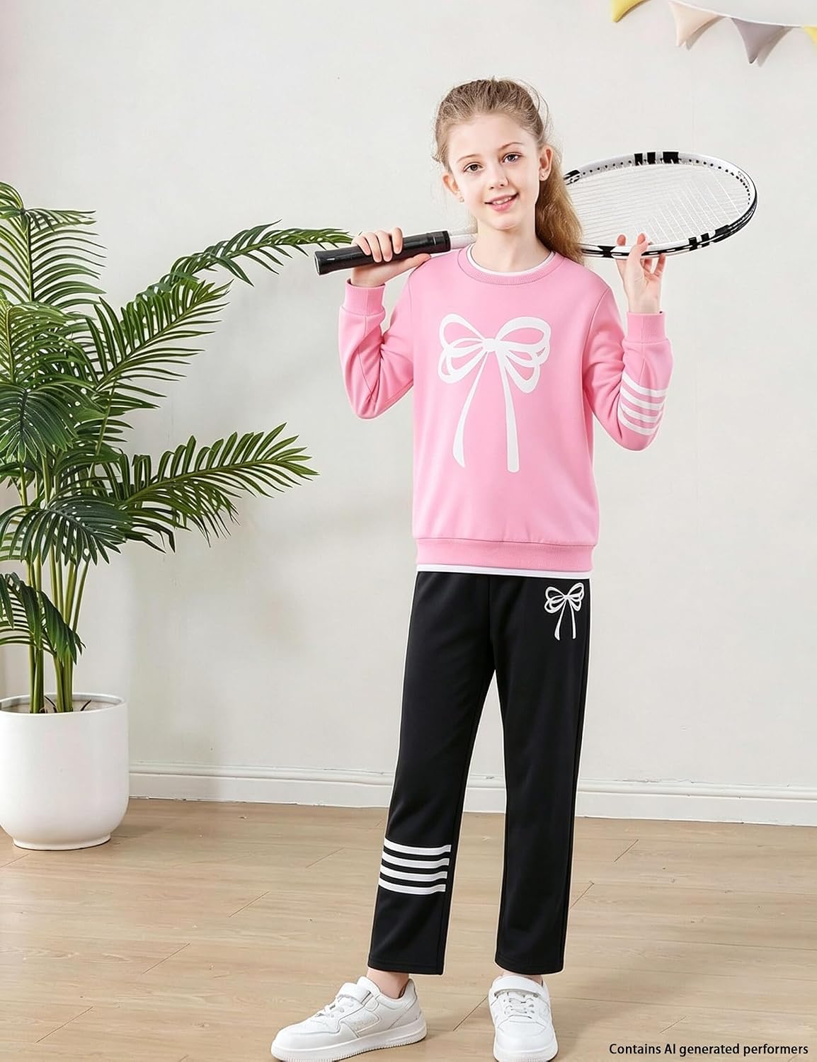 Girls 2 Piece Outfits Crewneck Sweatshirt Pants Girls Fall Winter Clothes Set 6-14Y