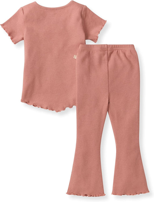 Burt's Bees Baby Girls Short Sleeve Top & Flared Legging Set, 2-Piece Set