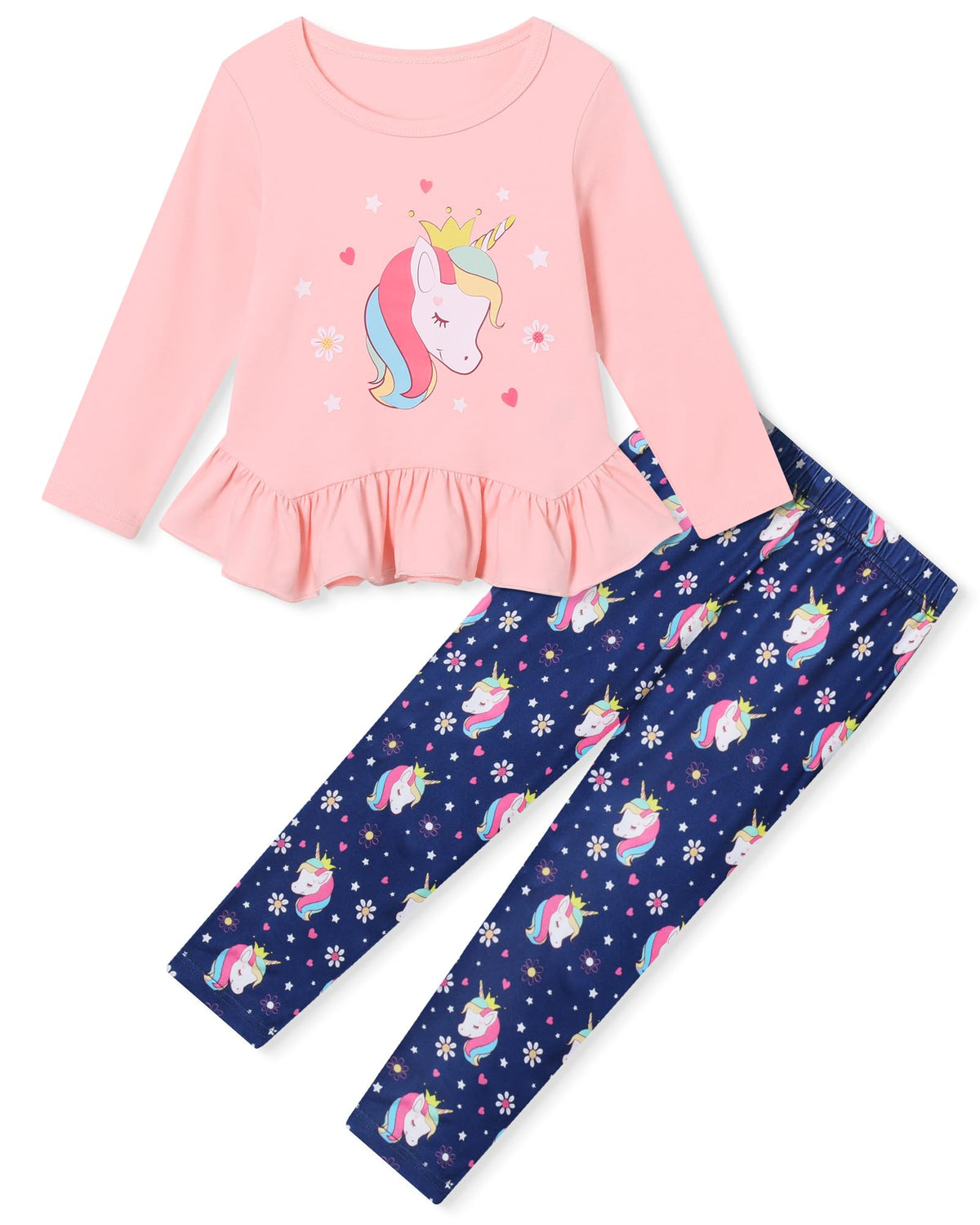 CARETOO Girls' clothing sets Fall Long Sleeve Top Pants Set Size 2-10
