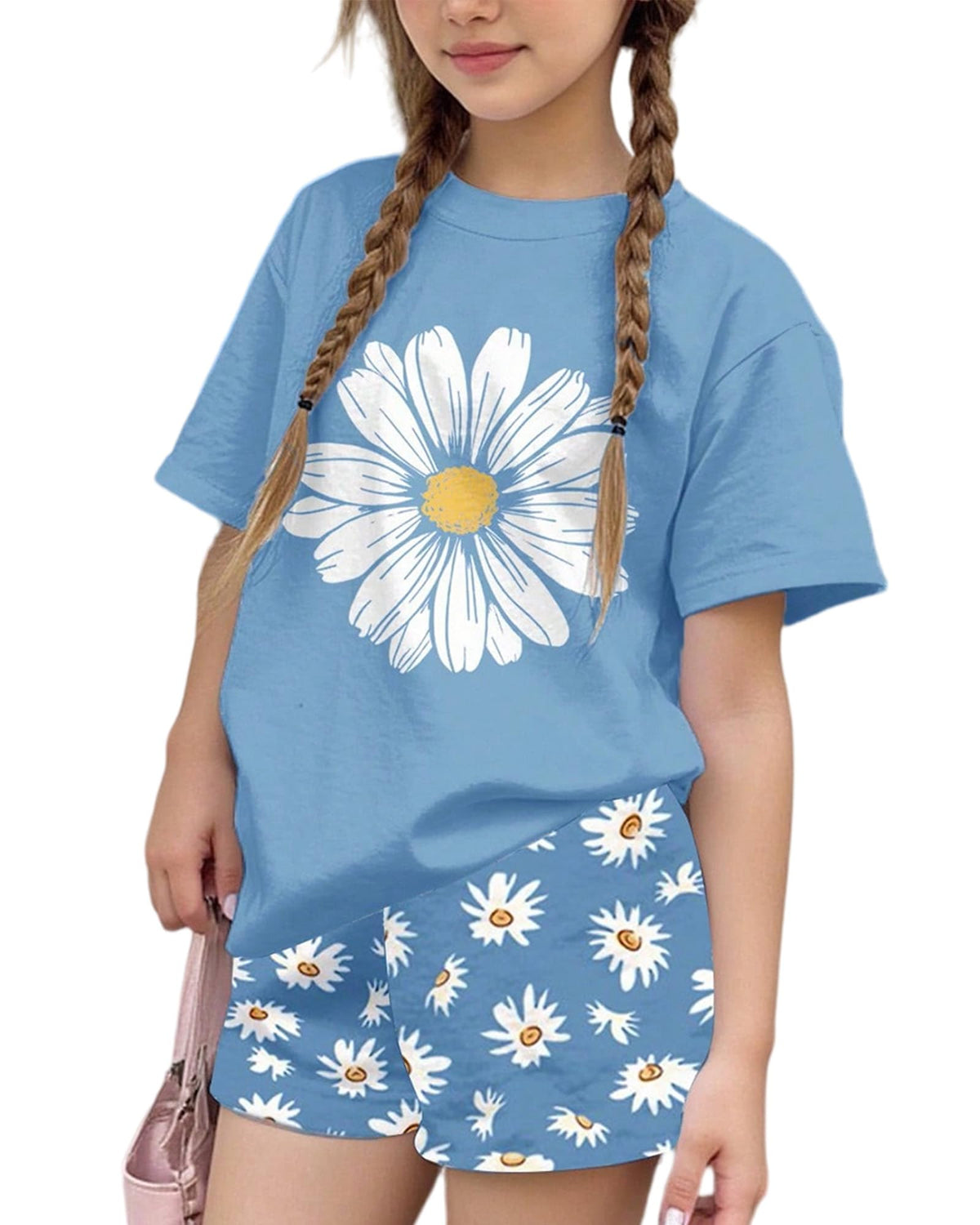 Girls 2 Piece Outfits 4-13 Years Summer Clothes Set Short Sleeve
