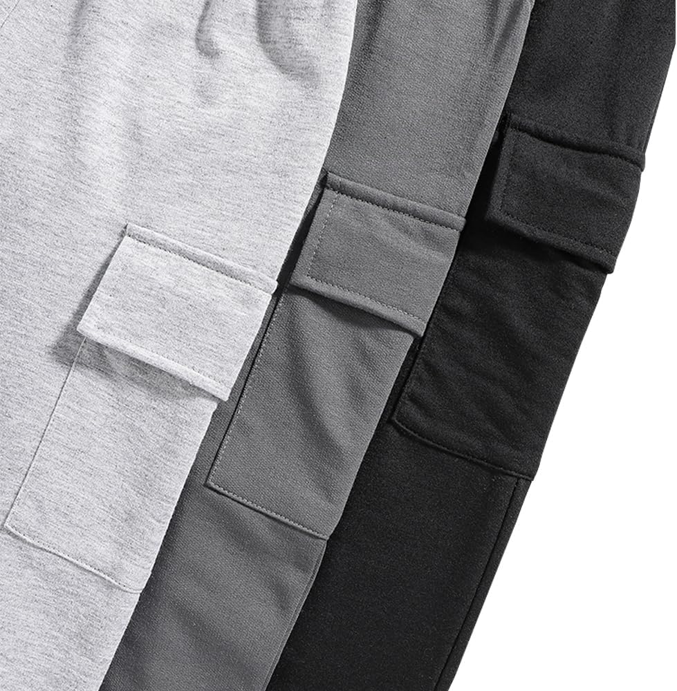 Nivne Tco Boys Casual Pants-Solid Color Soft Trousers-Toddler Boys 3 Pack Sweatpants Set (3-7 Years)
