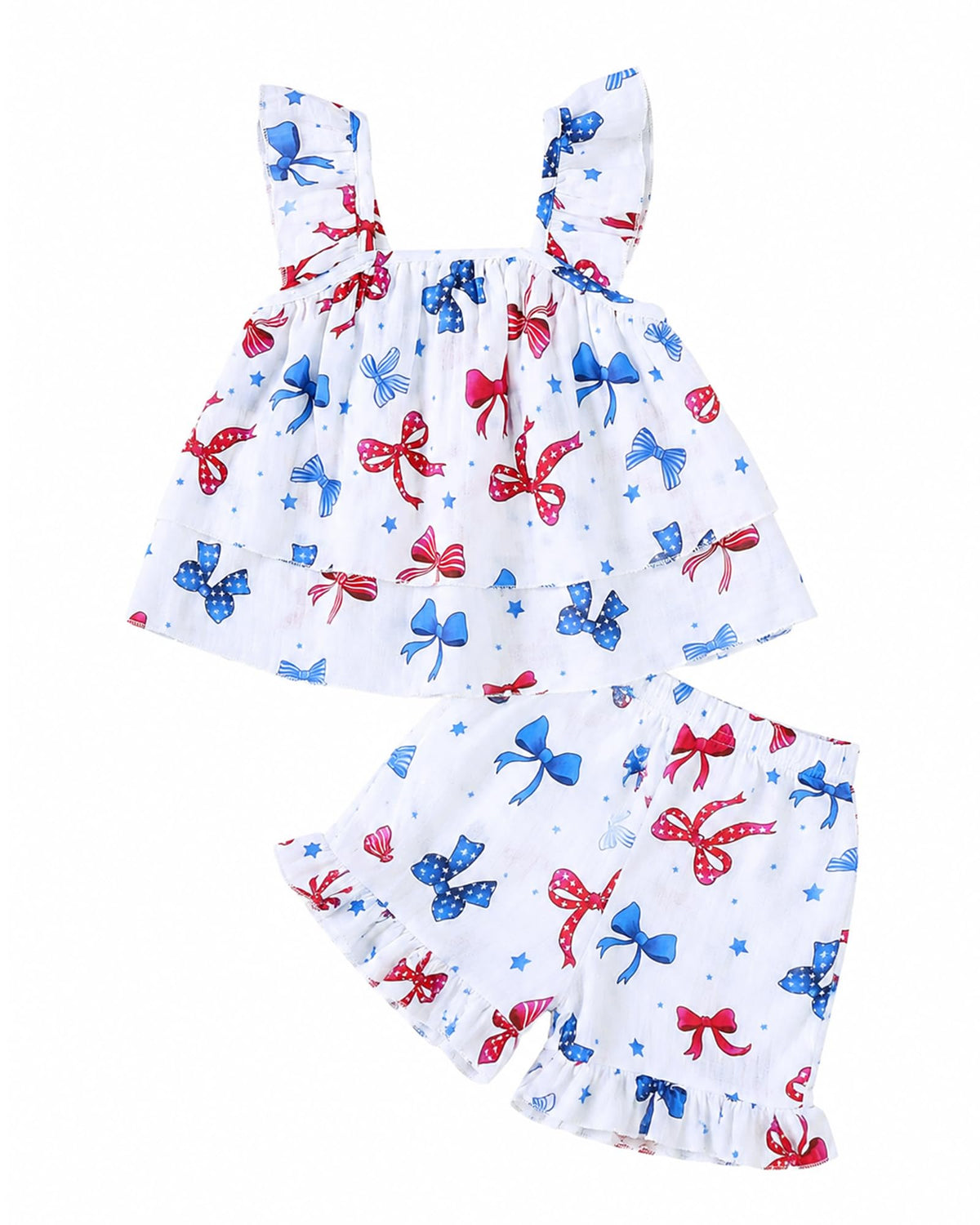Jecson Toddler Girl Outfits Baby Girl Summer Clothes Sleeveless Ruffle Dress Tops and Shorts Clothing Sets 12M-4Y