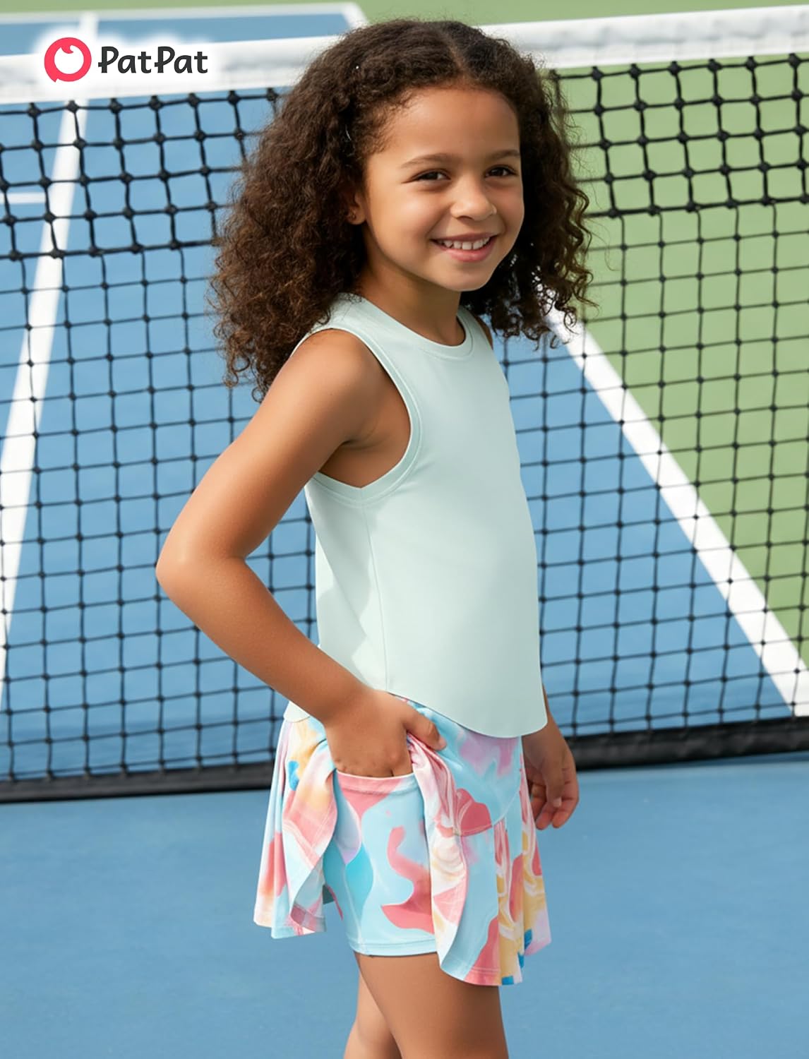 PATPAT Girls Tennis Skirt Sets Tank Top + Pleated Skort Activewear 5-12Y