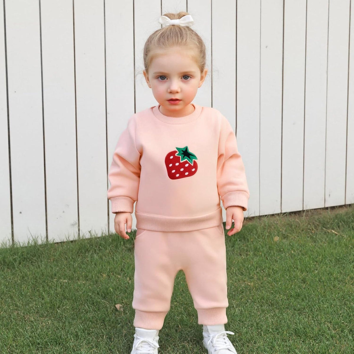 Amnnchya Toddler Clothes For Baby Girls Cute Strawberry Long Sleeve Sweatshirt Pants Girls Warm Fall Winter Outfits Set