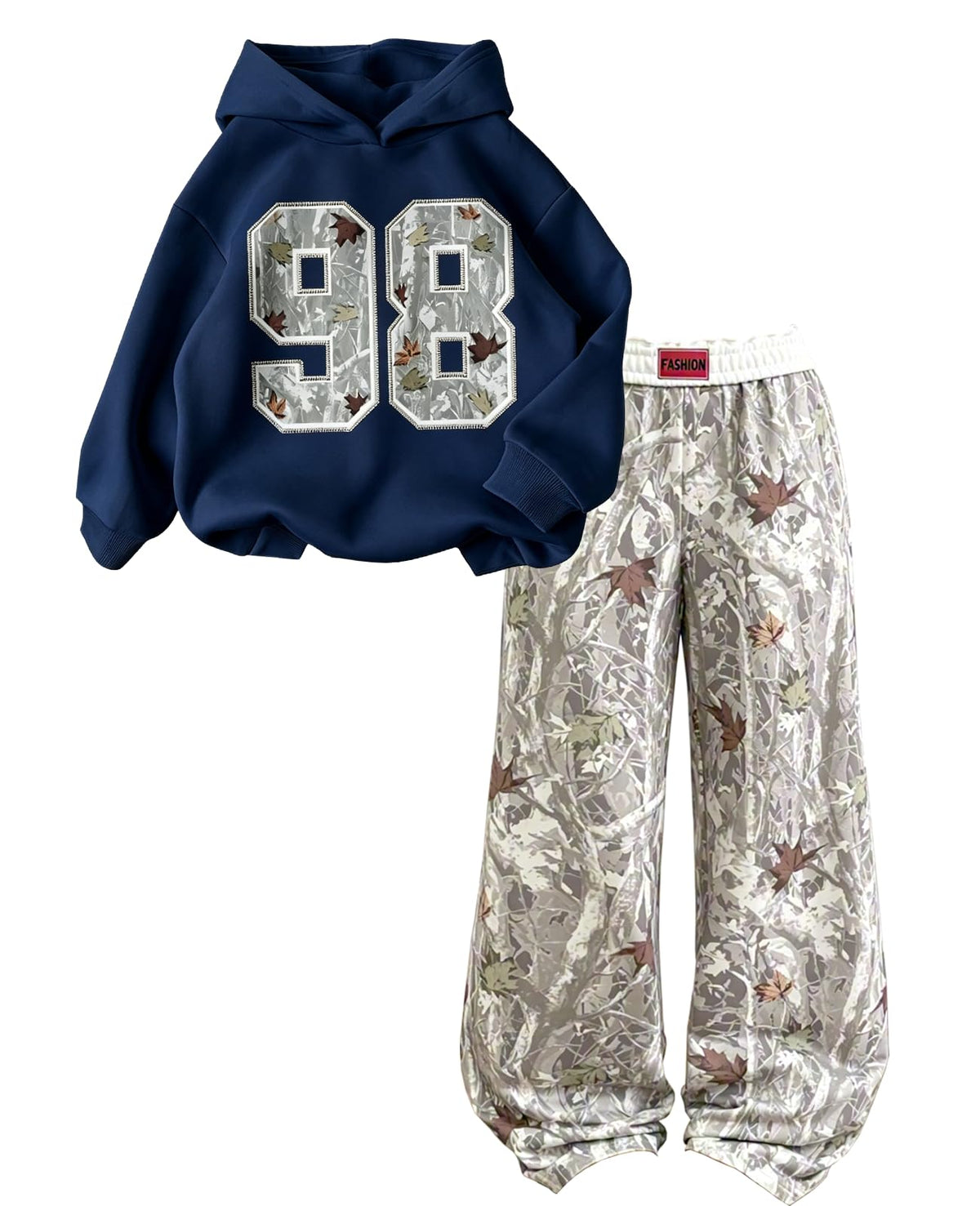 Teen Girls Outfits Maple Hoodie Wide Leg Sweatpants 2PC Tracksuit 7-14Y
