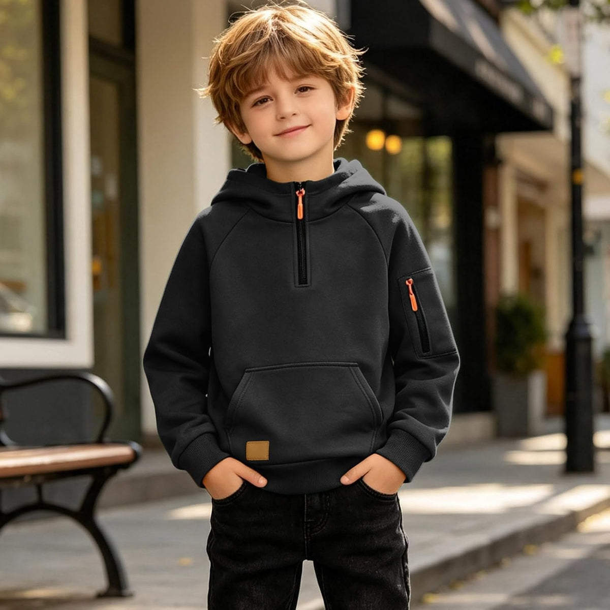 Boys Hoodies Quarter Zip Long Sleeve Pullover Hooded Sweatshirt 2026 Kids Fall Winter Teen Boy Clothes 4-15 Years