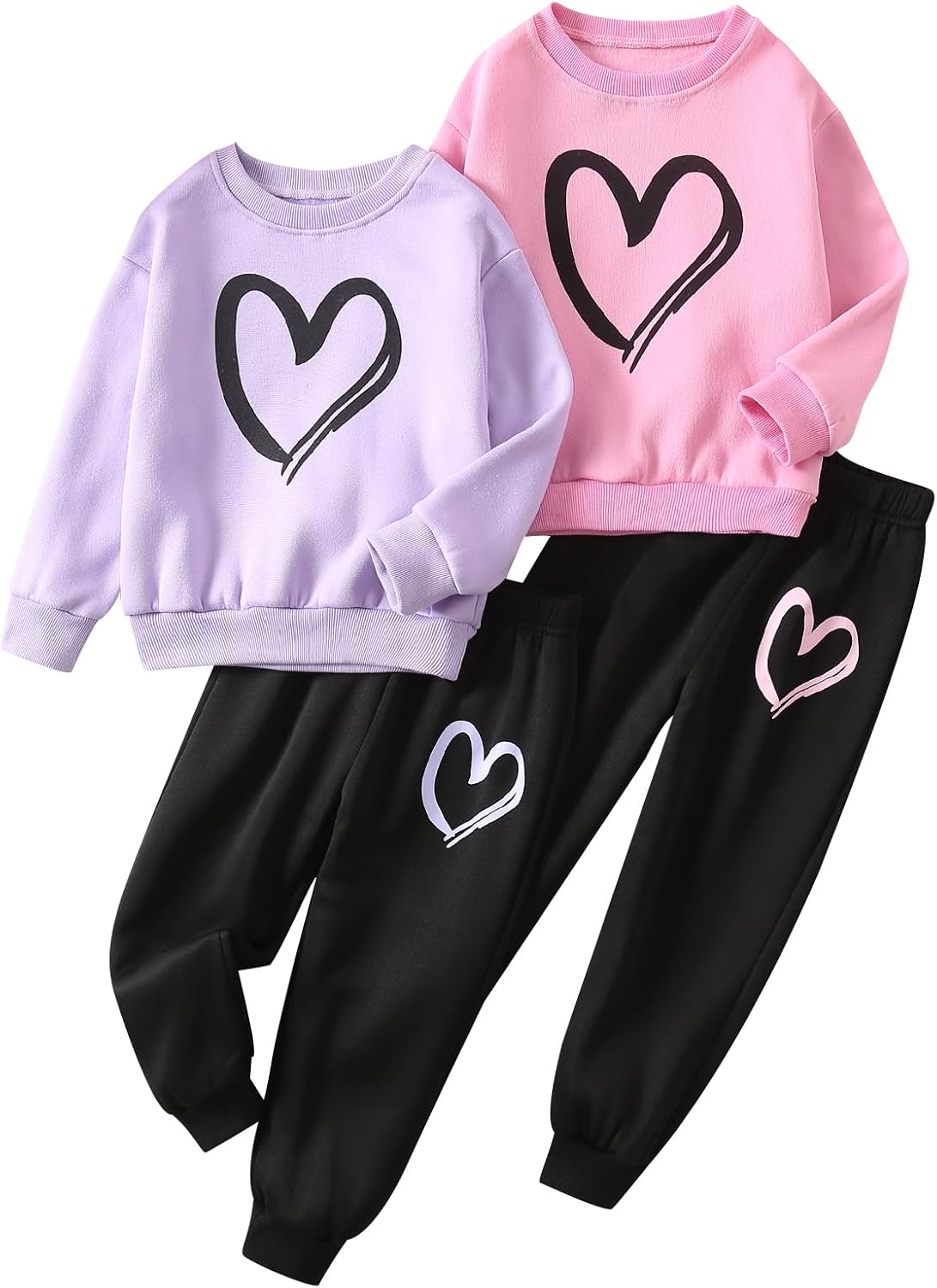 Girls Outfits 4 Piece Long Sleeve Sweatshirt Cargo Pants 3-12Y