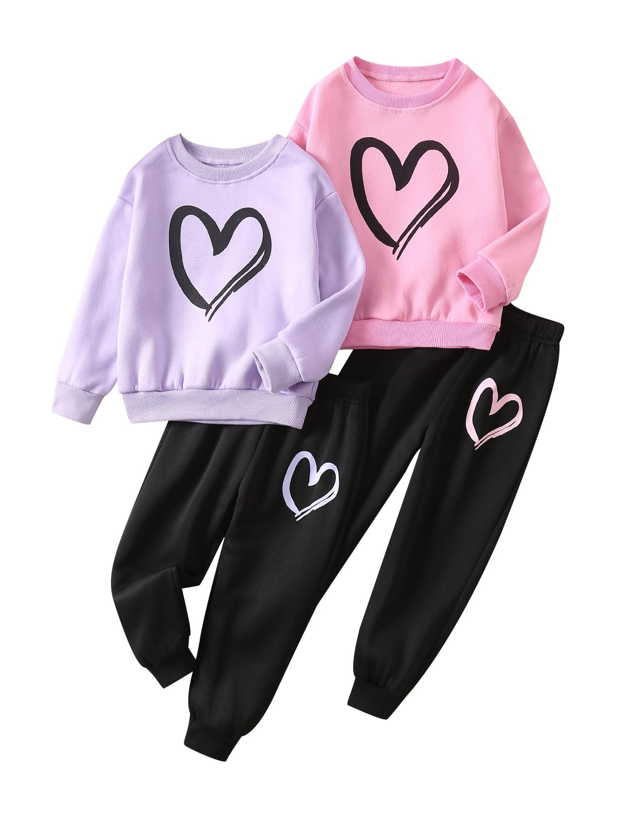 Girls Outfits 4 Piece Long Sleeve Sweatshirt Cargo Pants 3-12Y