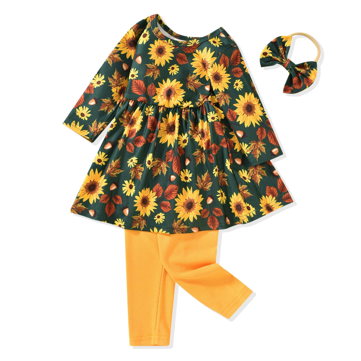 Aalizzwell Toddler Girls Floral Tunic Outfit for Fall Winter