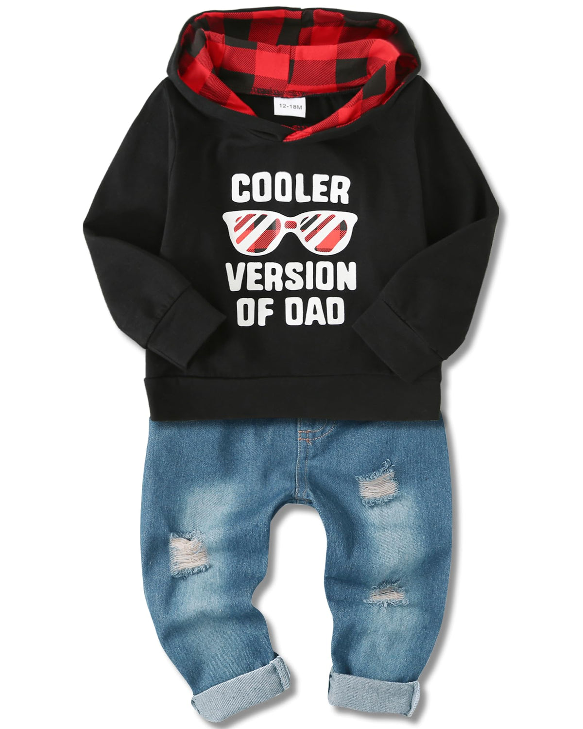 YALLET Toddler Boy Clothes Fall Winter Hoodie Top Ripped Jeans Outfit 1-5T