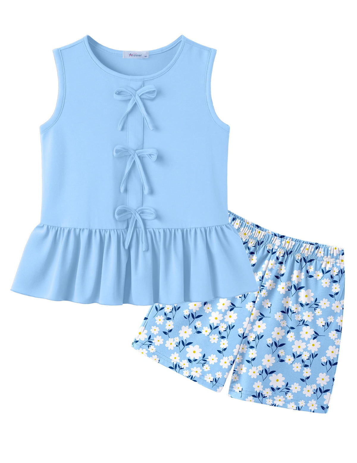 Arshiner Girls Clothes Summer 2 Piece Outfit Butterfly Knot Tops and Shorts