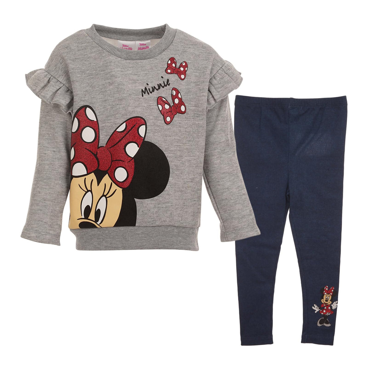 Disney Minnie Mouse Fleece Sweatshirt and Leggings Outfit Set Infant to Big Kid Sizes (12 Months - 14-16)