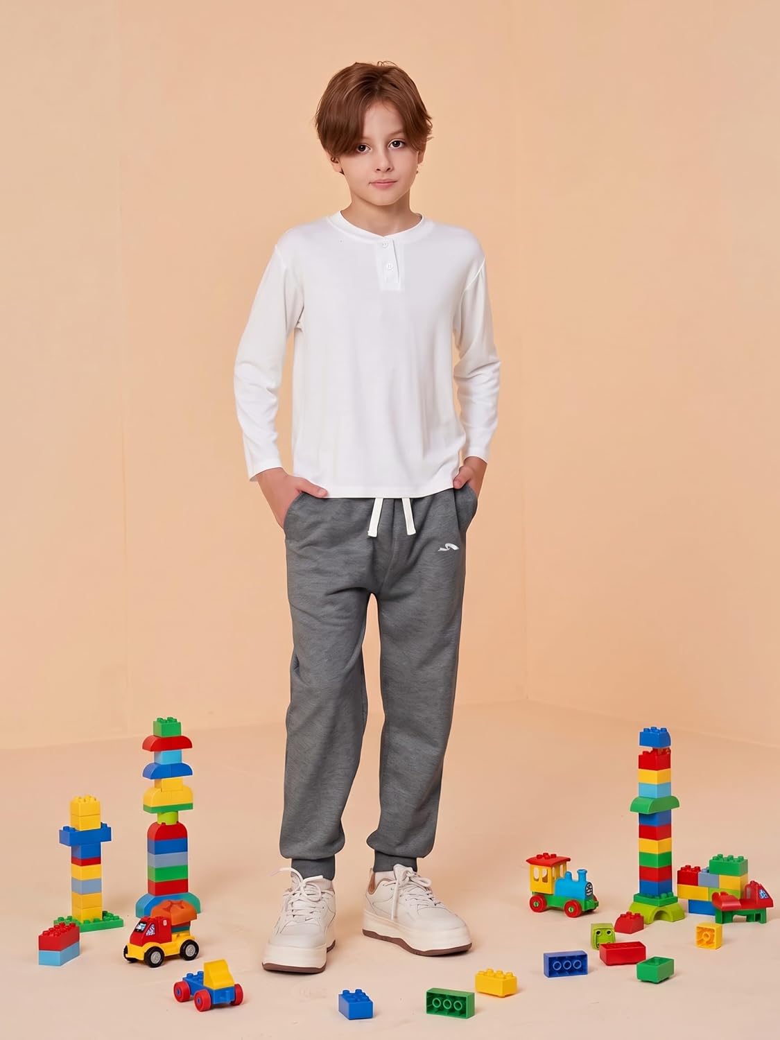 4 Pack Boys Sweatpants Kids Joggers Cotton Athletic Youth Pants for 5-16Y