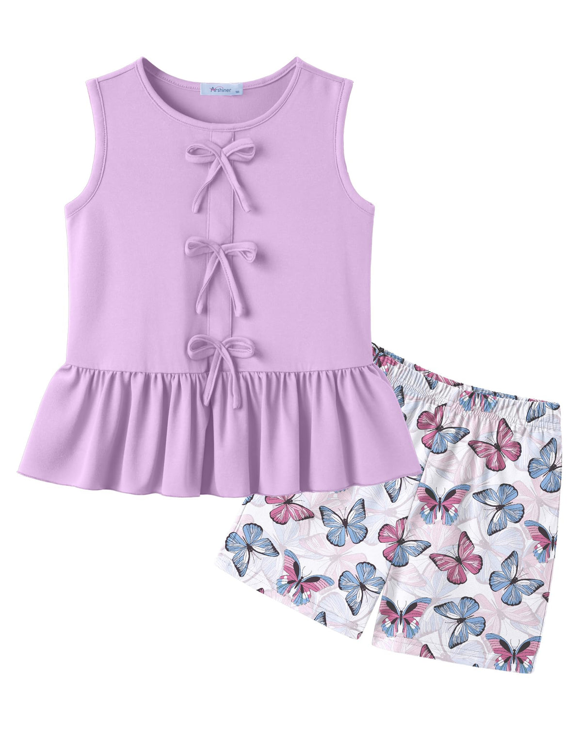 Arshiner Girls Clothes Summer 2 Piece Outfit Butterfly Knot Tops and Shorts