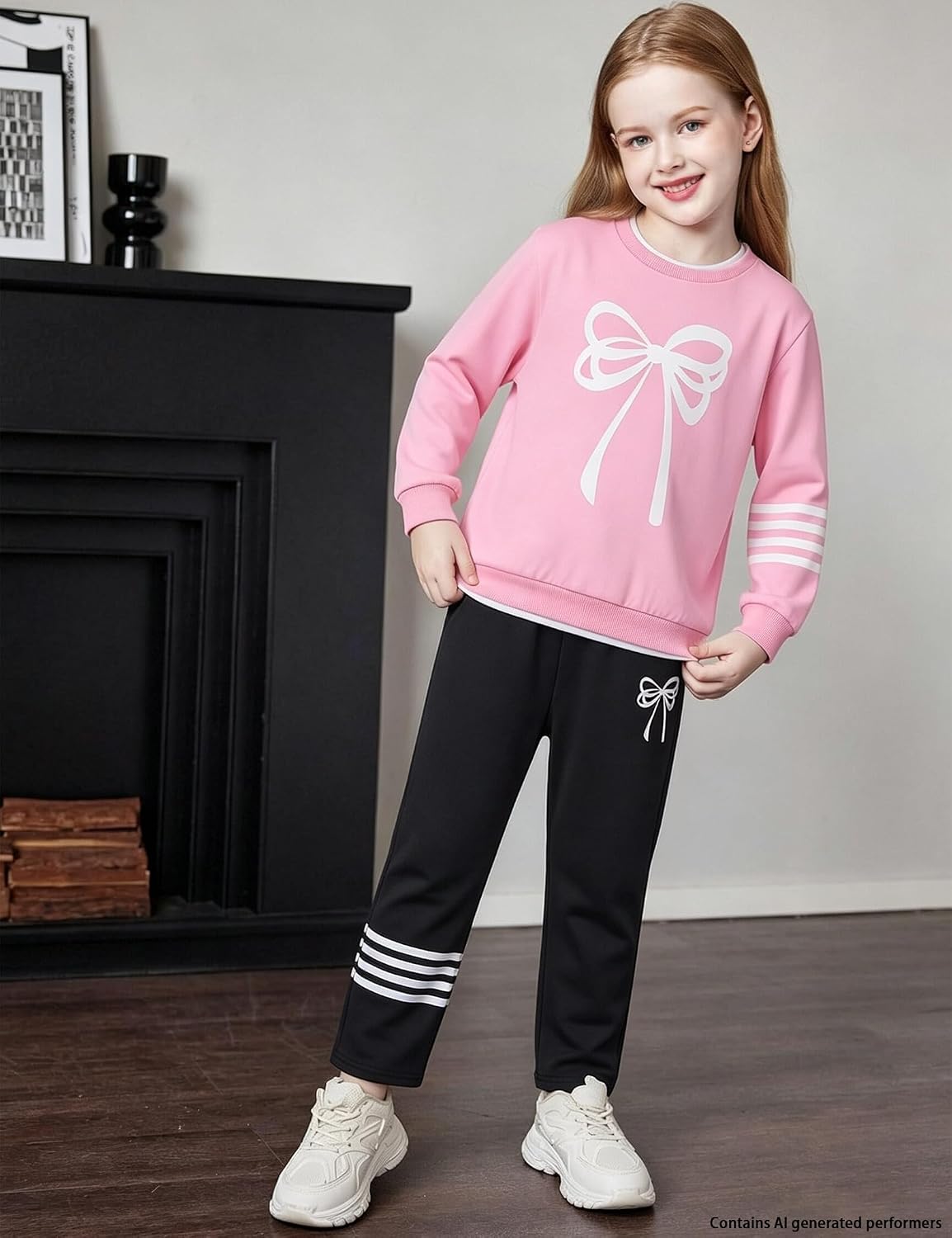 Girls 2 Piece Outfits Crewneck Sweatshirt Pants Girls Fall Winter Clothes Set 6-14Y