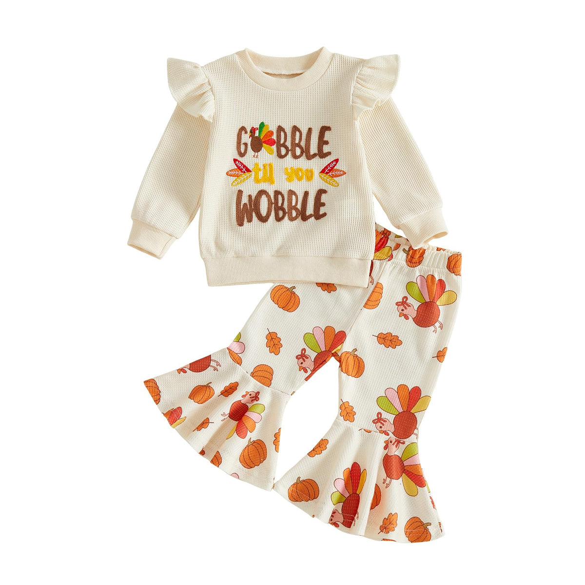 PUHHAPIEY Toddler Girl Clothes Floral Sweatshirt Flare Pants Set