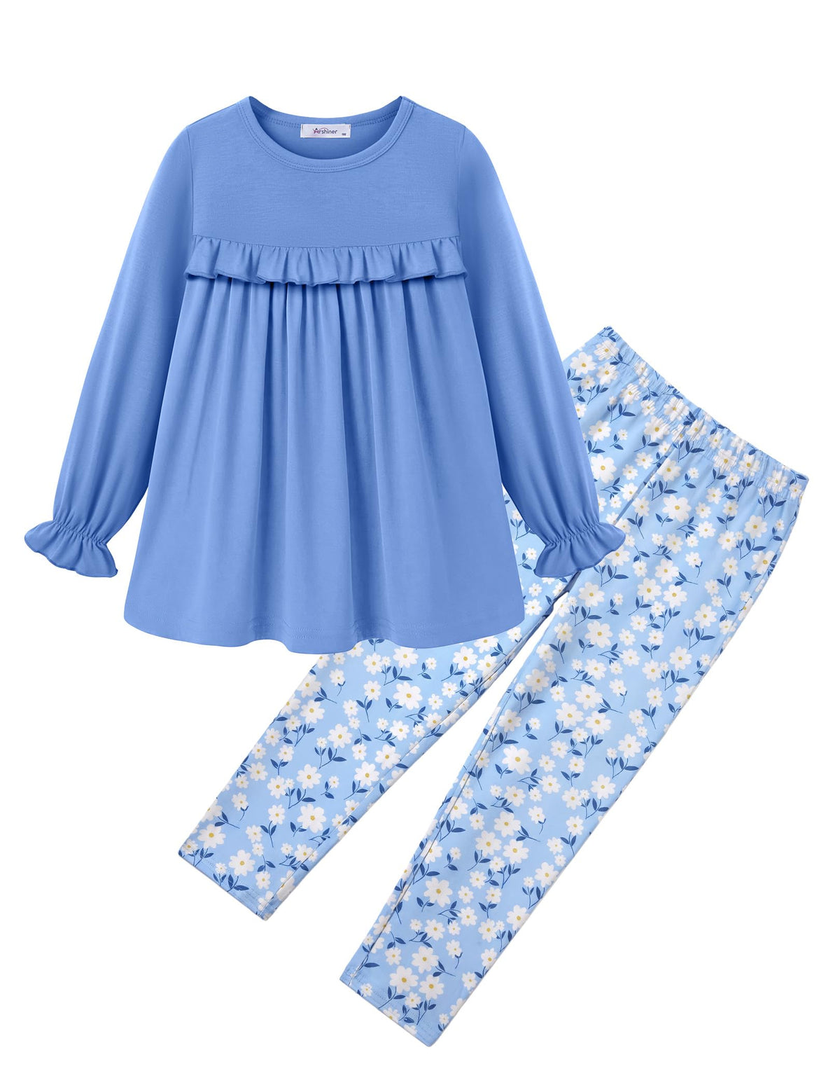 Arshiner Girls 2 Piece Outfits Toddler Fall Ruffle Shirt and Leggings Sets