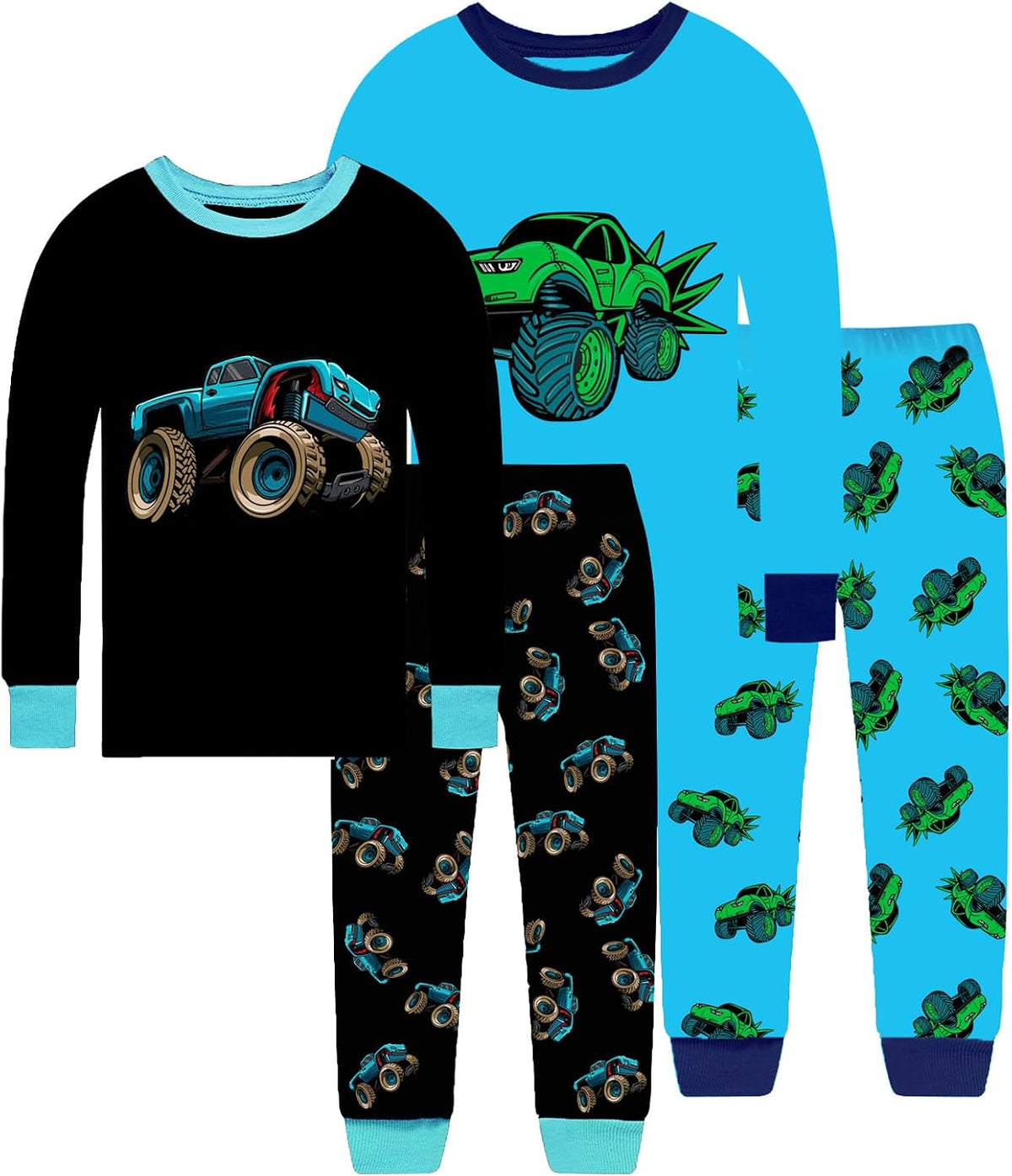Little bety Boys 4 Pieces Cotton Pajamas Toddlers Long Sleeve 24M-12Years