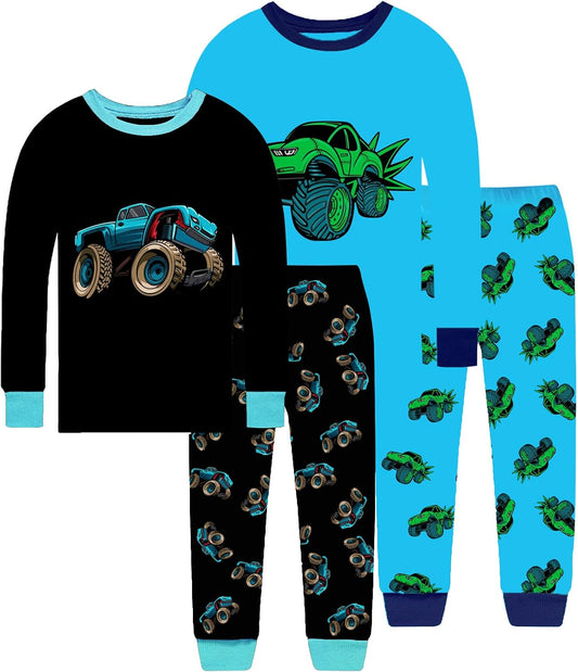 Little bety Boys 4 Pieces Cotton Pajamas Toddlers Long Sleeve 24M-12Years