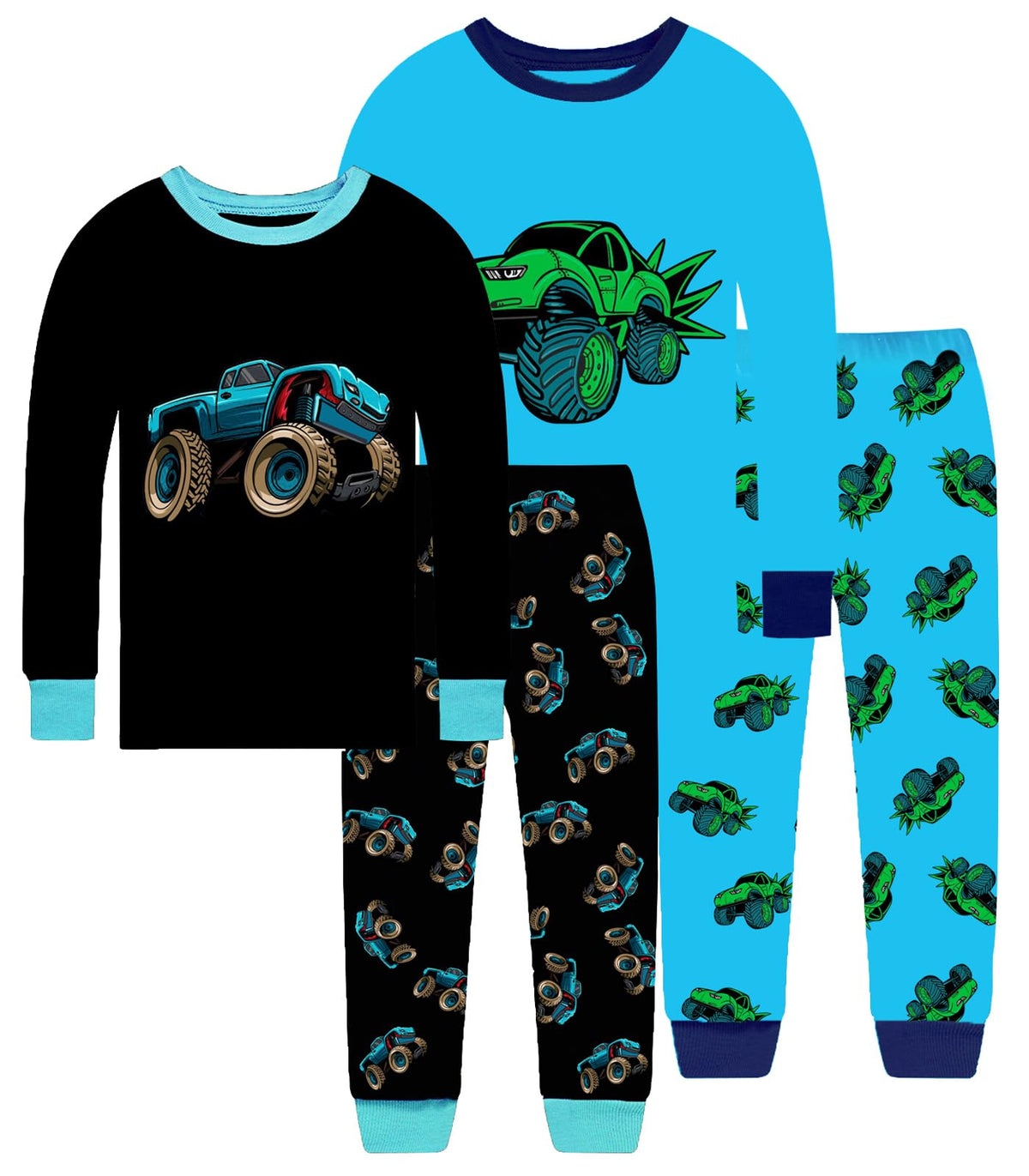 Little bety Boys 4 Pieces Cotton Pajamas Toddlers Long Sleeve 24M-12Years