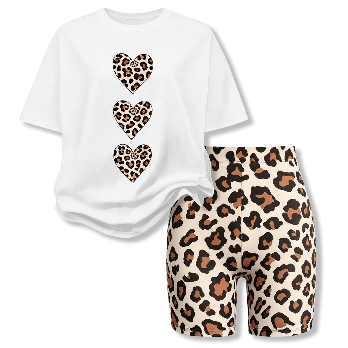 Size 7-14 Girls Summer Clothes 2 Piece Casual Short Sleeve T-Shirt & Short Set Teen Girls Summer Vacation Outfits