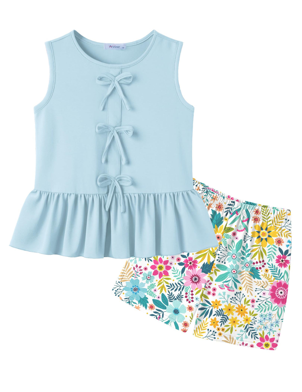 Arshiner Girls Clothes Summer 2 Piece Outfit Butterfly Knot Tops and Shorts