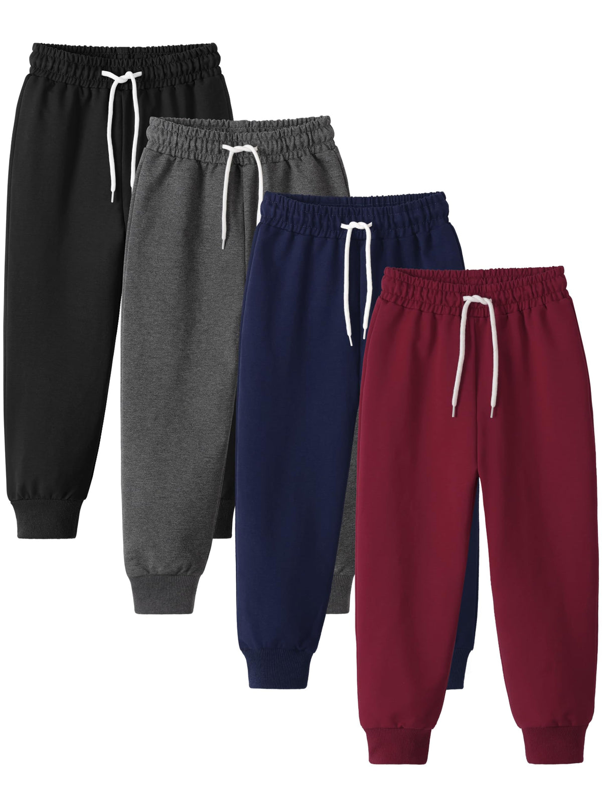 4 Pack Toddler and Boys Sweatpants Athletic Cotton Jogger Pants for Sports