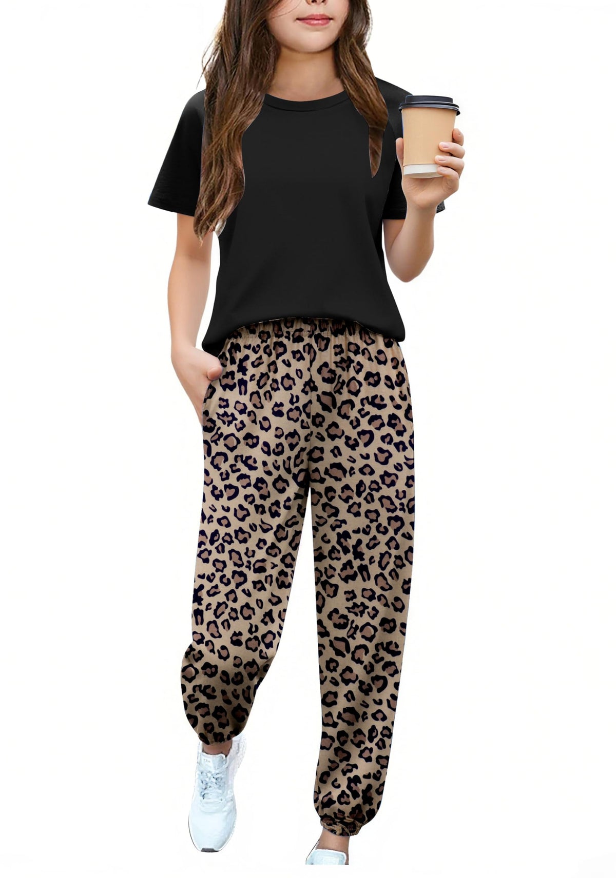 Arshiner Girls Outfits Fashion Short Sleeve Tops and Jogger Pants Set