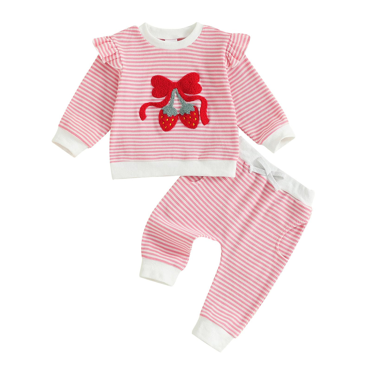 Amnnchya Toddler Clothes For Baby Girls Cute Strawberry Long Sleeve Sweatshirt Pants Girls Warm Fall Winter Outfits Set