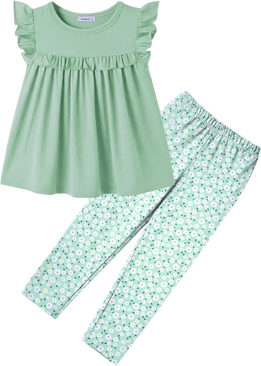 Arshiner Toddler Girls 2 Piece Outfits Peplum Top and Elastic Waist Pants