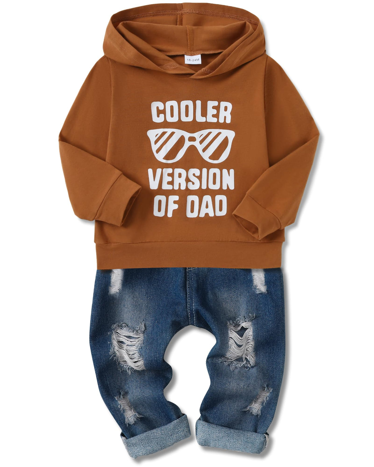 YALLET Toddler Boy Clothes Fall Winter Hoodie Top Ripped Jeans Outfit 1-5T