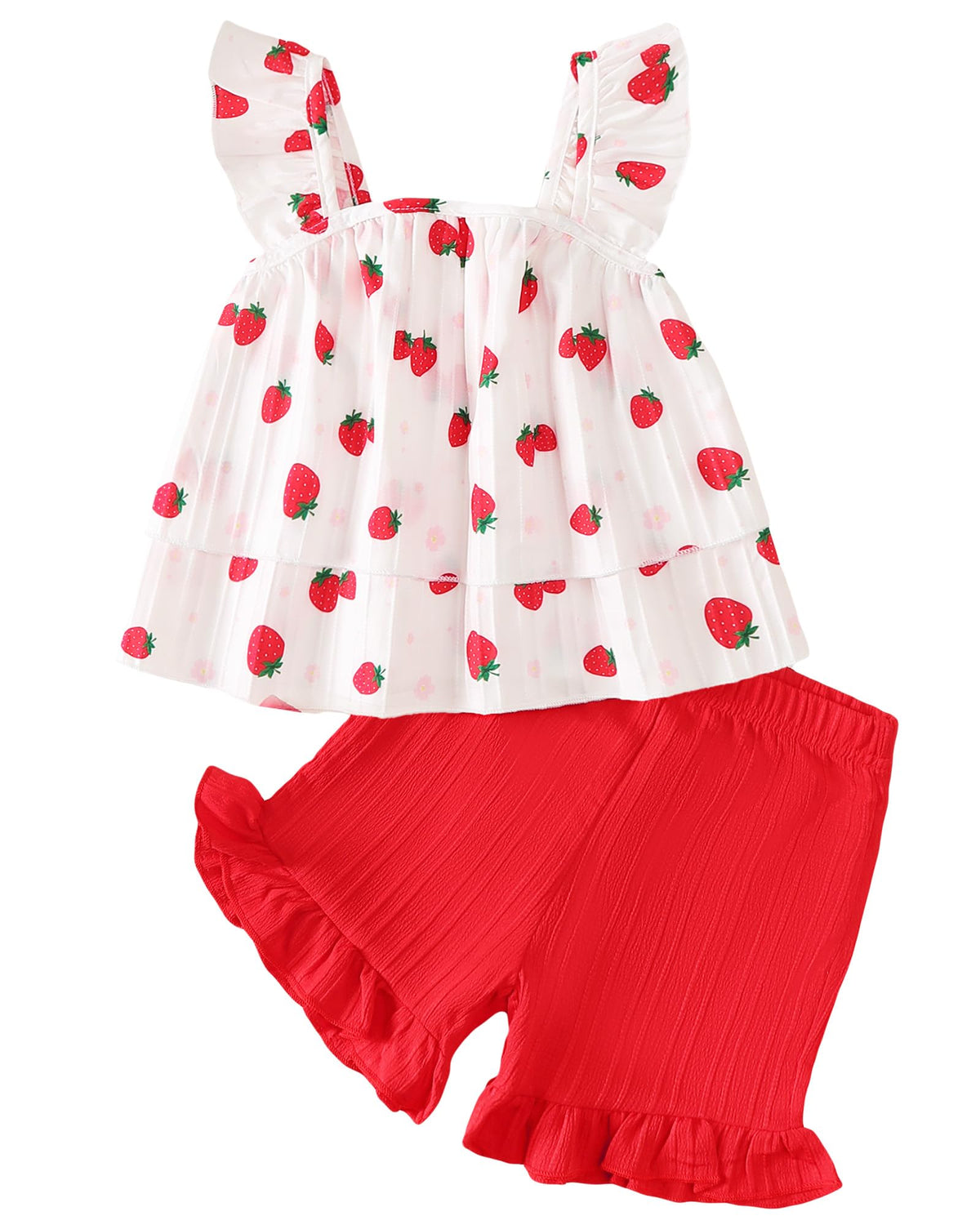 Jecson Toddler Girl Outfits Baby Girl Summer Clothes Sleeveless Ruffle Dress Tops and Shorts Clothing Sets 12M-4Y