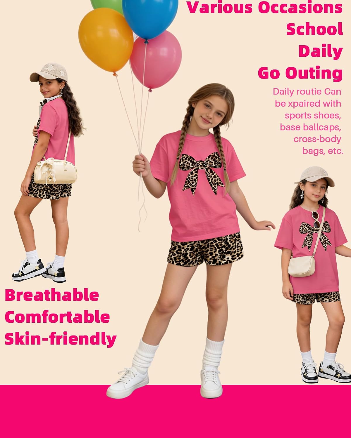 Girls 2 Piece Outfits 4-13 Years Summer Clothes Set Short Sleeve