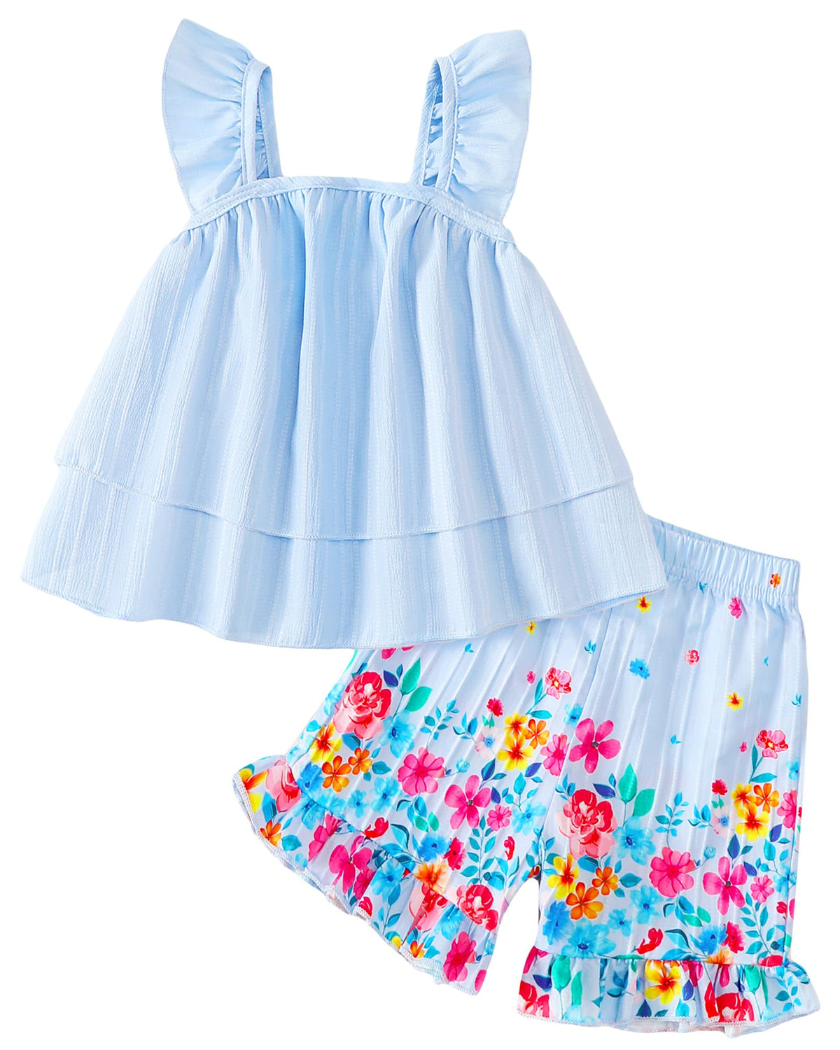 Jecson Toddler Girl Outfits Baby Girl Summer Clothes Sleeveless Ruffle Dress Tops and Shorts Clothing Sets 12M-4Y