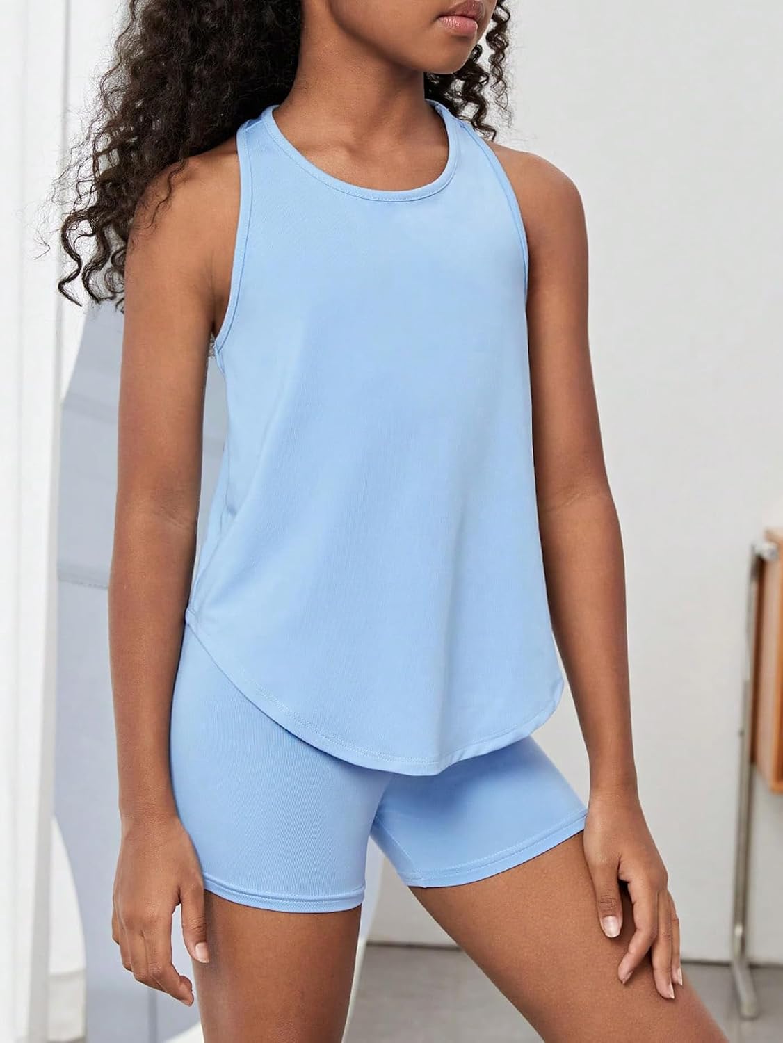 BEAUDRM Girl's 2 Piece Workout Outfits Crop Top and Shorts Athletic Sets