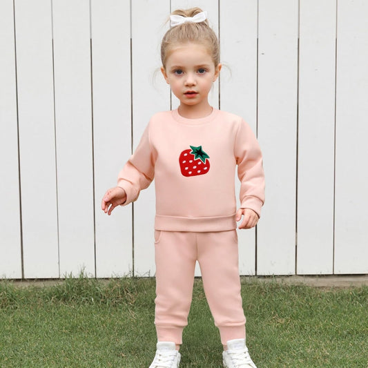 Amnnchya Toddler Clothes For Baby Girls Cute Strawberry Long Sleeve Sweatshirt Pants Girls Warm Fall Winter Outfits Set