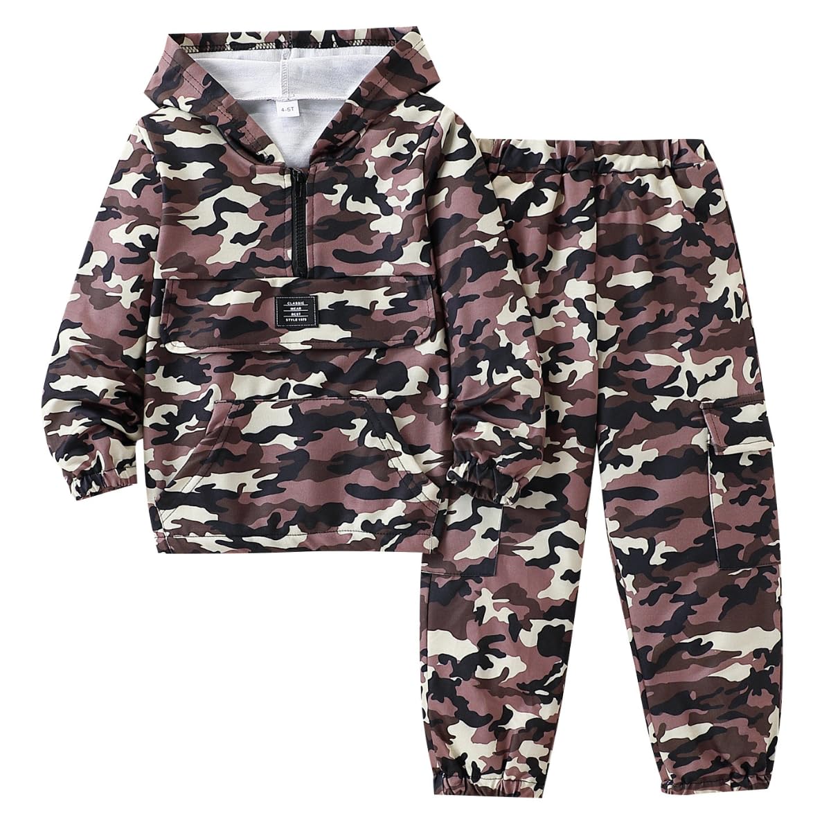Azmxynol Boys Clothes Kids Little Boy Color Block Half Zip Hoodie & Jogger Pants 2 Piece Outfit Set,4-12 Years