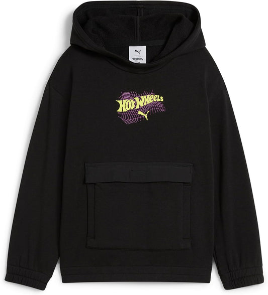 PUMA Boys' Logo Pullover Hoodie, Fleece Sweatshirt, Large Front Pocket