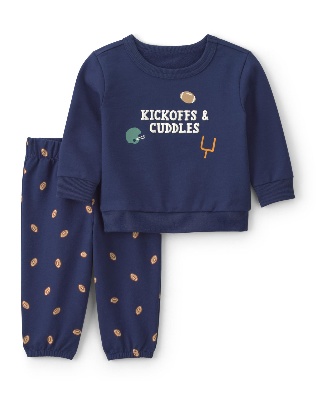 Carter's Baby Boys' 2-piece Pant Set Navy Blue Grey Little Champ Print