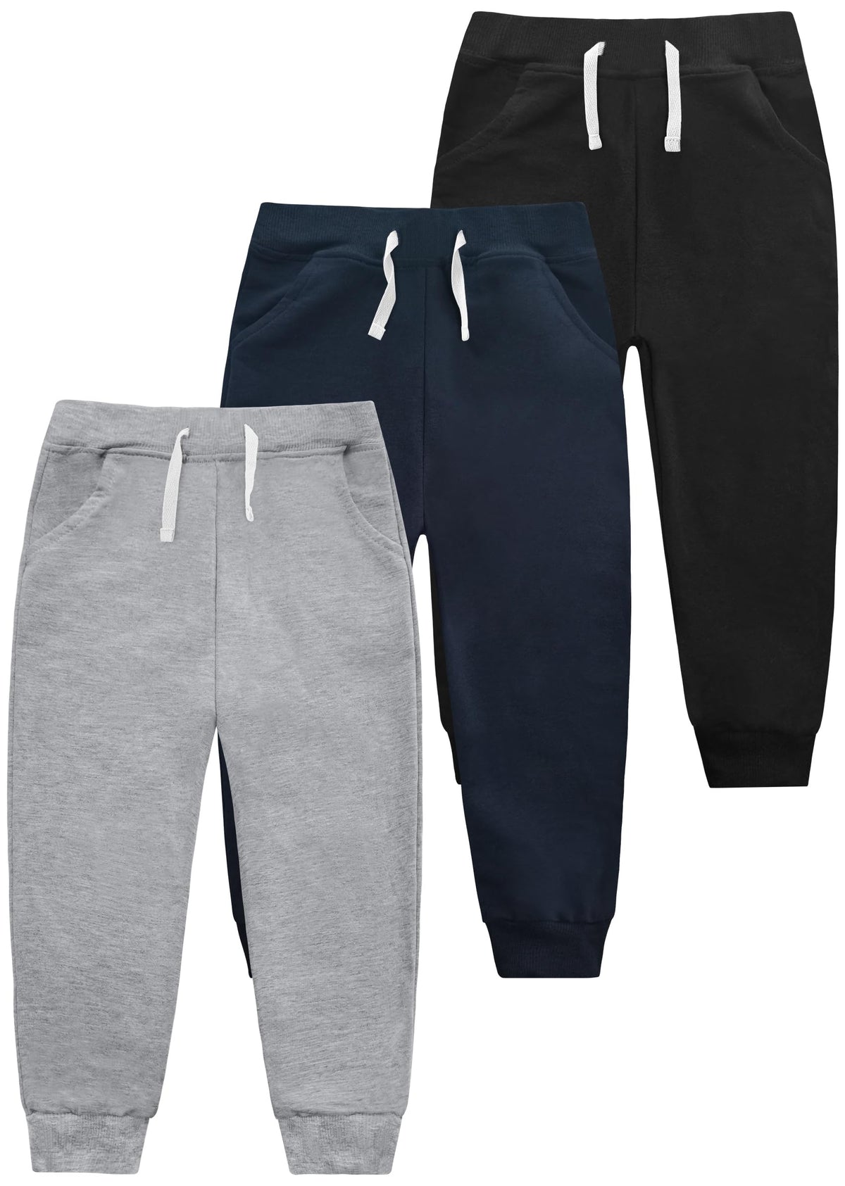 VOGRYE Boys Sweatpants 3 Pack Jogger Pants with Pockets Drawstring Waist